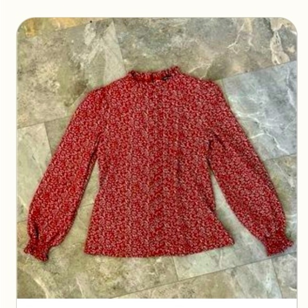 Red Floral Blouse